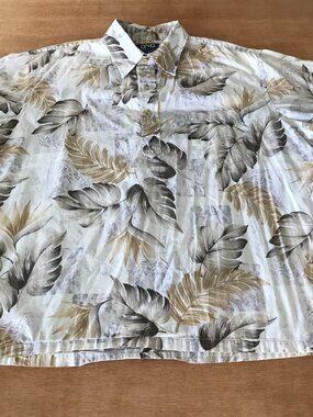 Ono Hawaiian Shirt Men XXL Gray Floral 1/4 Button Up Pullover Pocket Collared